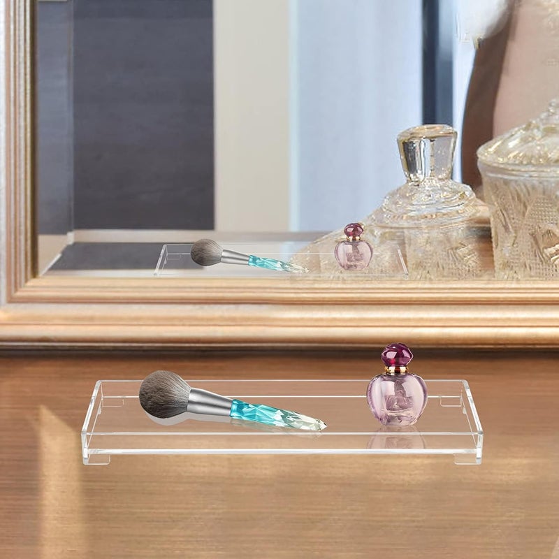 DELIPPLY Vanity Bathroom Tray, Acrylic Rectangle Decorative Catchall Organizer Storage Tray - Clear - Image 5